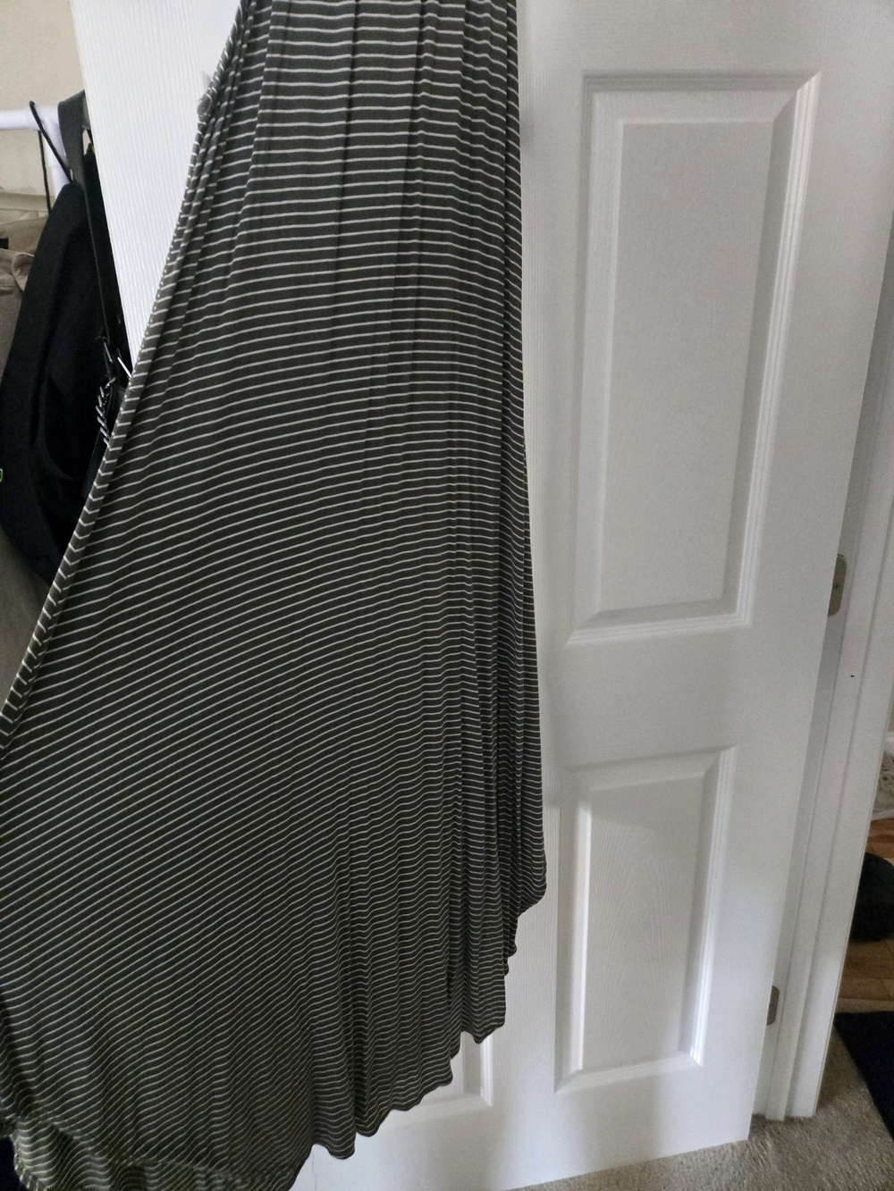 Olivia Rae Olive and White Striped Maxi Skirt